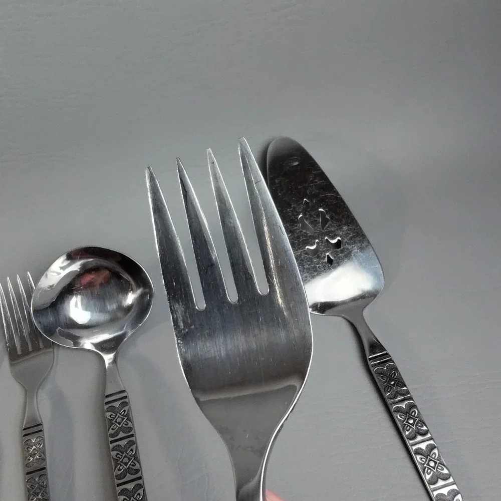Vintage EKCO Eterna MONTALO Stainless Steel Flatware 29 + 6 Serving Pieces Korea